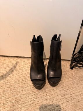 Steve Madden Black Peep-Toe Platform Ankle Booties